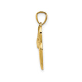 14k Yellow Gold Owl Pendant with Openwork Heart Design, Symbolic Animal Charm for Women