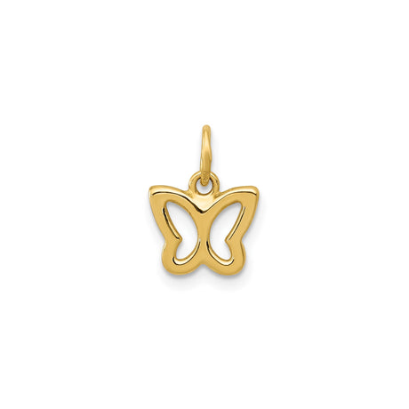 14k Yellow Gold Butterfly Pendant with Open Wing Design, Symbol of Transformation and Nature