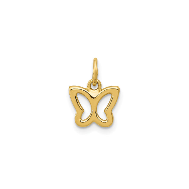 14k Yellow Gold Butterfly Pendant with Open Wing Design, Symbol of Transformation and Nature
