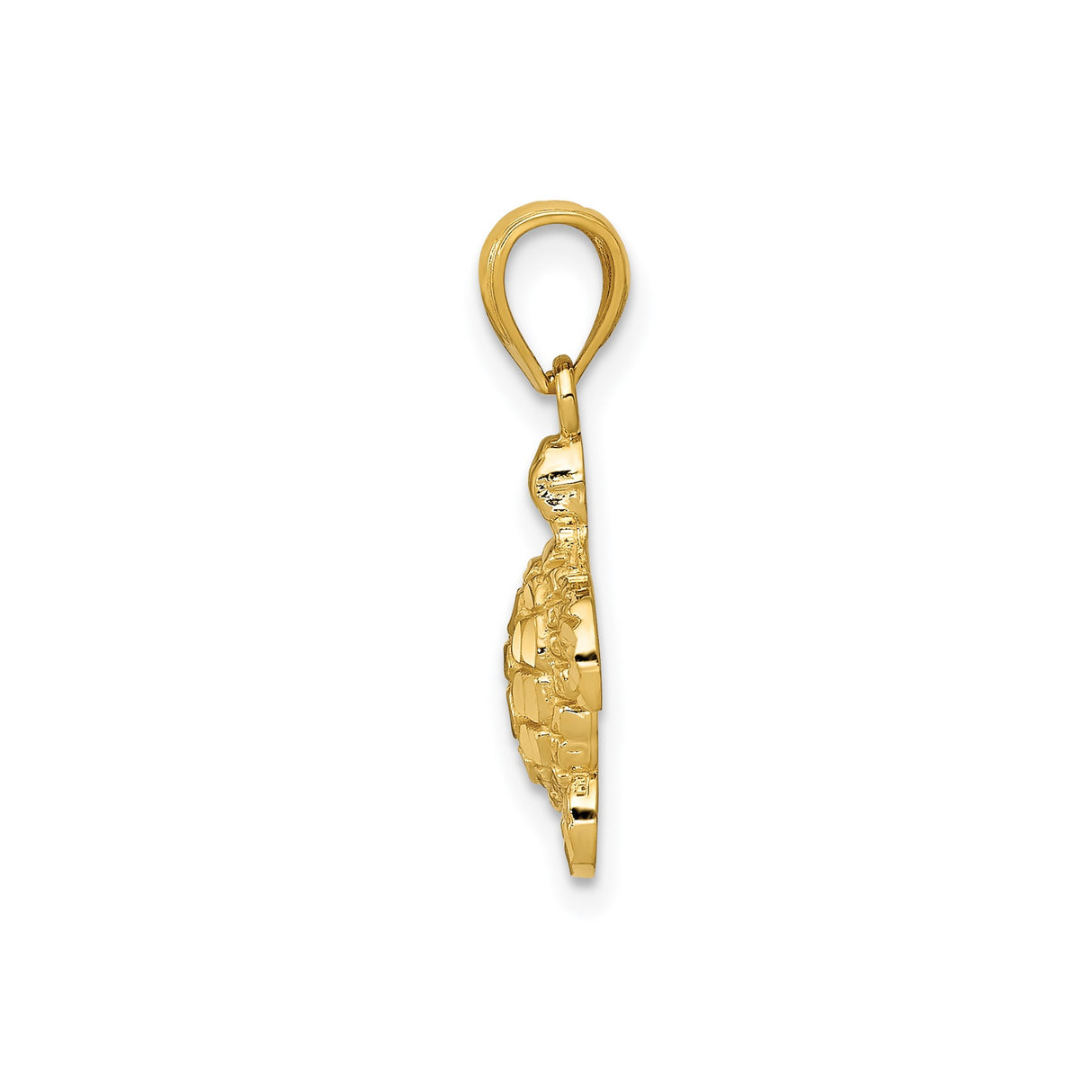 14k Yellow Gold Turtle Pendant, Detailed Sea Turtle Charm, Nautical Ocean Animal Jewelry