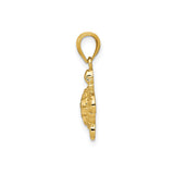 14k Yellow Gold Turtle Pendant, Detailed Sea Turtle Charm, Nautical Ocean Animal Jewelry