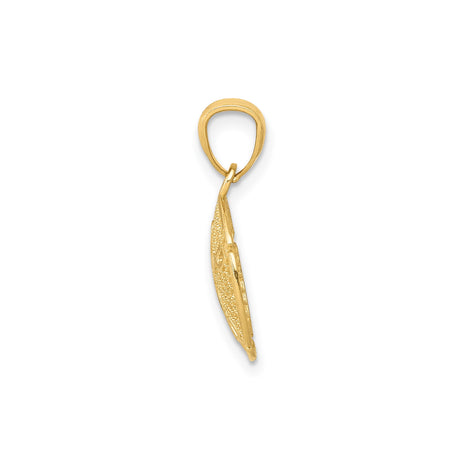 14k Yellow Gold Sand Dollar Pendant with Cutout Filigree Design, Coastal Beach Charm