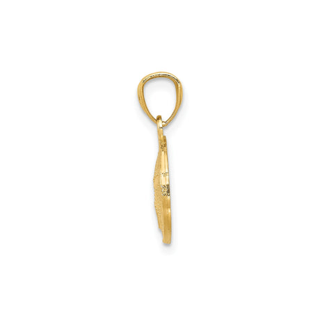 14k Yellow Gold Sand Dollar Pendant, Textured Coastal Ocean Motif, Nature Inspired Jewelry
