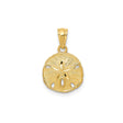 14k Yellow Gold Sand Dollar Pendant, Textured Coastal Ocean Motif, Nature Inspired Jewelry
