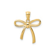 14k Yellow Gold Bow Pendant, Polished Open Loop Ribbon Charm, Minimalist Design for Women