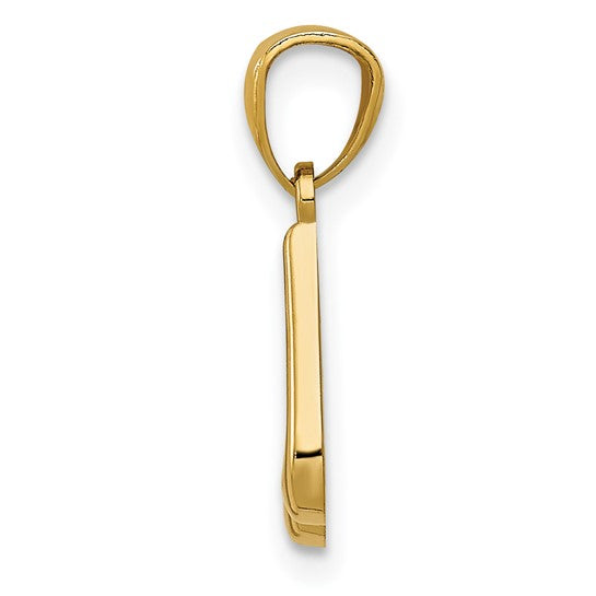 14k Yellow Gold Double Eighth Note Pendant, Polished Musical Symbol Charm for Musicians and Music Lovers