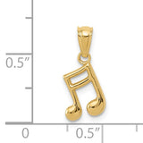 14k Yellow Gold Double Eighth Note Pendant, Polished Musical Symbol Charm for Musicians and Music Lovers