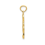 14k Yellow Gold Treble Clef Pendant, Polished Musical Note Charm for Musicians and Music Lovers