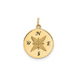 14k Yellow Gold Compass Pendant with Textured Star and Cardinal Directions, Unisex Nautical Charm