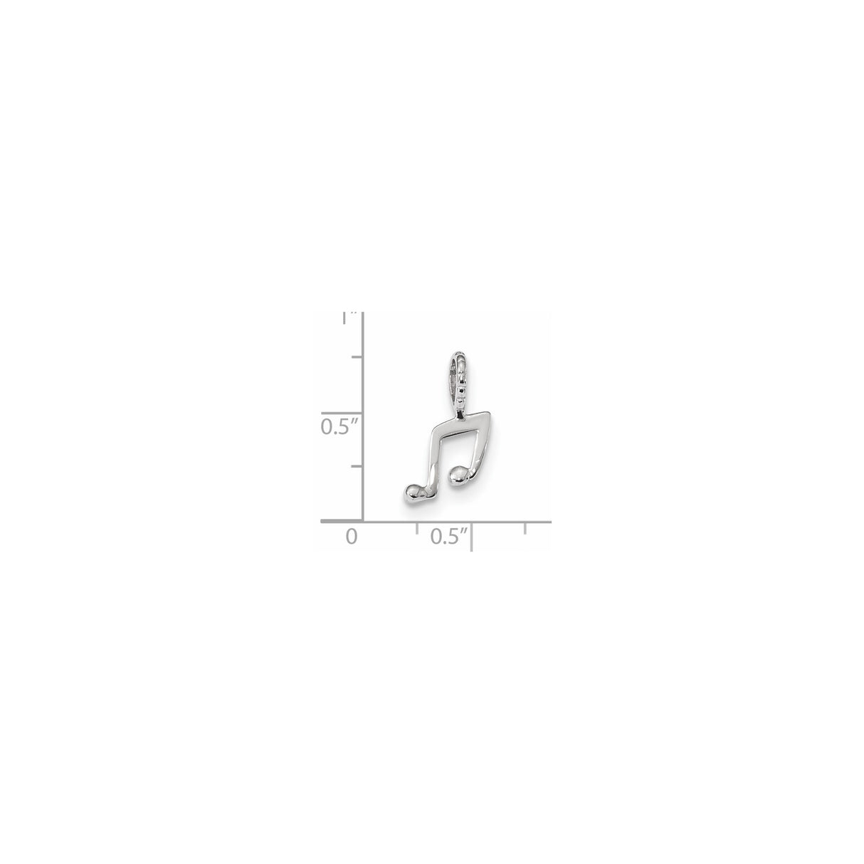 14k White Gold Eighth Note Pendant, Polished Music Charm for Women or Unisex Wear