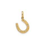 14k Yellow Gold Horseshoe Pendant with Cubic Zirconia, Luck Charm Jewelry for Women