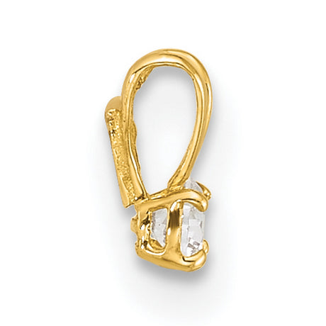 14k Yellow Gold Solitaire Pendant with Round Cut Cubic Zirconia in Four Prong Setting
