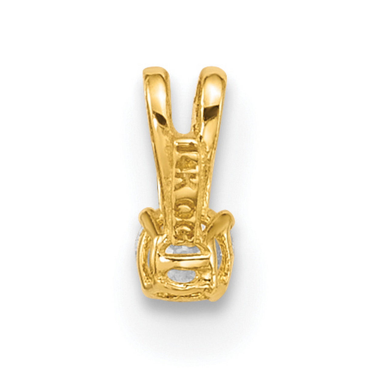 14k Yellow Gold Solitaire Pendant with Round Cut Cubic Zirconia in Four Prong Setting