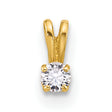 14k Yellow Gold Solitaire Pendant with Round Cut Cubic Zirconia in Four Prong Setting