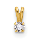14k Yellow Gold Solitaire Pendant with Round Cut Cubic Zirconia in Four Prong Setting