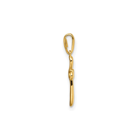 14k Yellow Gold Cross Pendant with Cubic Zirconia Center, Polished Finish, Christian Jewelry for Women