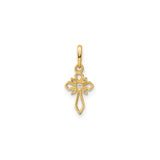 14k Yellow Gold Cross Pendant with Cubic Zirconia, Openwork Design, Christian Religious Jewelry