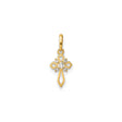 14k Yellow Gold Cross Pendant with Cubic Zirconia, Openwork Design, Christian Religious Jewelry