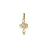 14k Yellow Gold Cross Pendant with Cubic Zirconia, Openwork Design, Christian Religious Jewelry