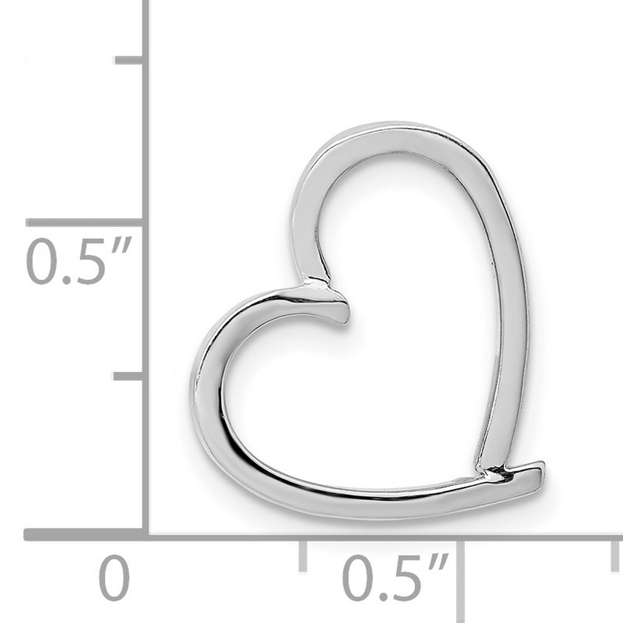 Chain Slide Heart Chain Slide Charm Pendant in Real 14k White Gold