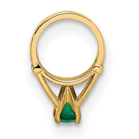 14k Yellow Gold Claddagh Hoop Earrings with Green Glass Heart, Celtic Symbol of Love and Loyalty