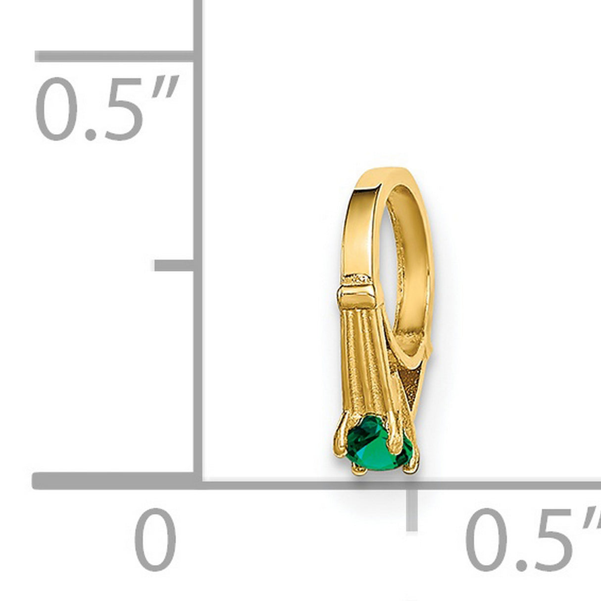 14k Yellow Gold Claddagh Hoop Earrings with Green Glass Heart, Celtic Symbol of Love and Loyalty