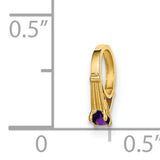 14k Yellow Gold Huggie Hoop Earrings with Cubic Zirconia Praying Hands Charm, Christian Jewelry