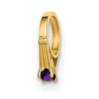 14k Yellow Gold Huggie Hoop Earrings with Cubic Zirconia Praying Hands Charm, Christian Jewelry