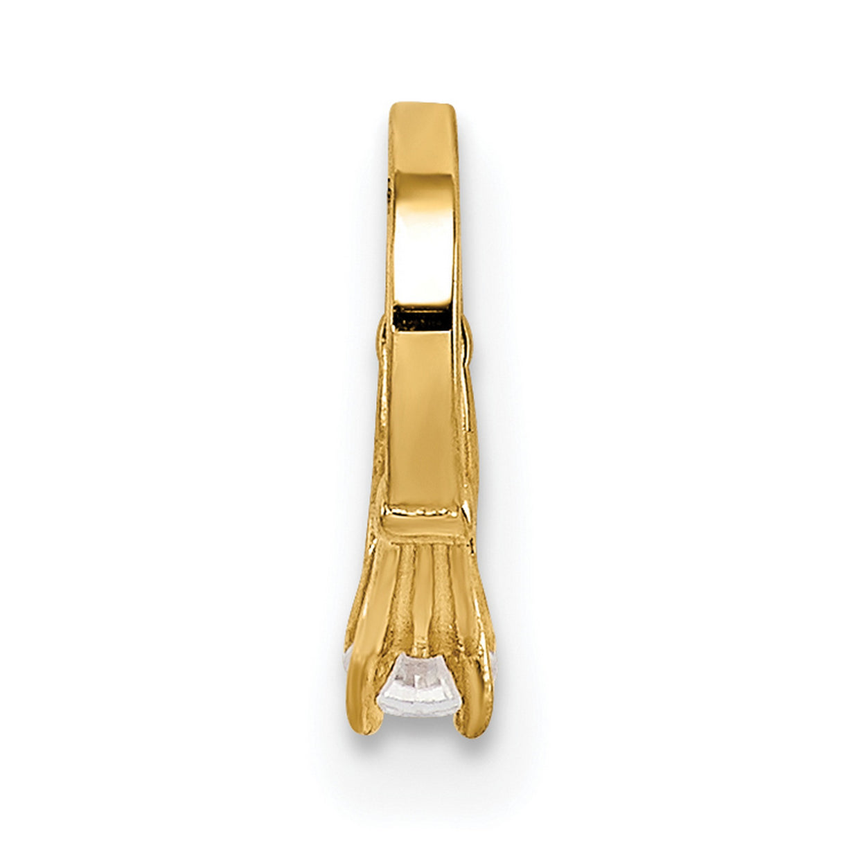 14k Yellow Gold Huggie Hoop Earrings with Cubic Zirconia in Prong Setting, Minimalist Style