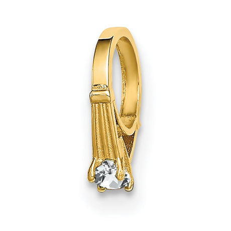 14k Yellow Gold Huggie Hoop Earrings with Cubic Zirconia in Prong Setting, Minimalist Style