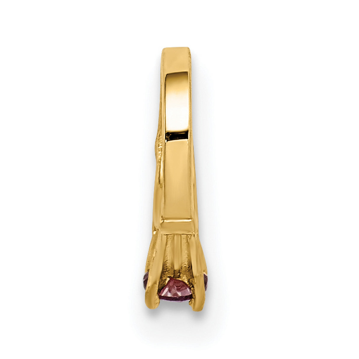 3-D Ring with Light Purple CZ Charm Pendant in Real 14k Yellow Gold