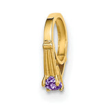 3-D Ring with Light Purple CZ Charm Pendant in Real 14k Yellow Gold