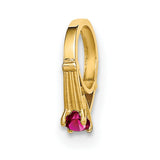 14k Yellow Gold Hoop Earrings with Praying Hands and Red Cubic Zirconia, Christian Faith Jewelry