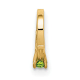 14k Yellow Gold Claddagh Pendant with Green Glass Gemstone, Irish Heart Crown Design