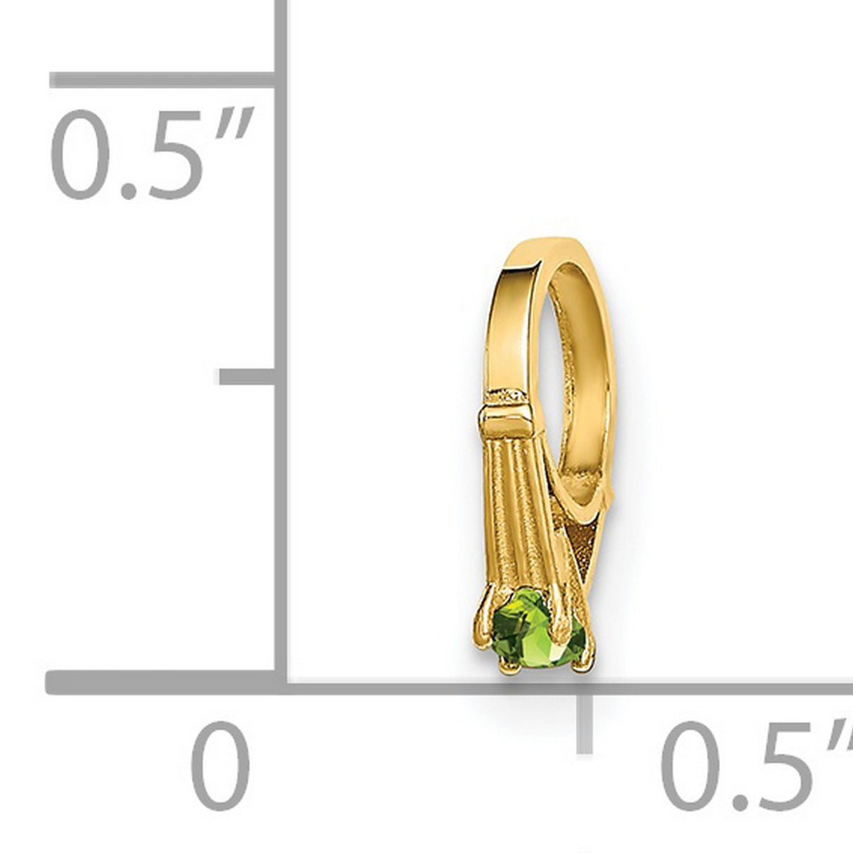 14k Yellow Gold Claddagh Pendant with Green Glass Gemstone, Irish Heart Crown Design