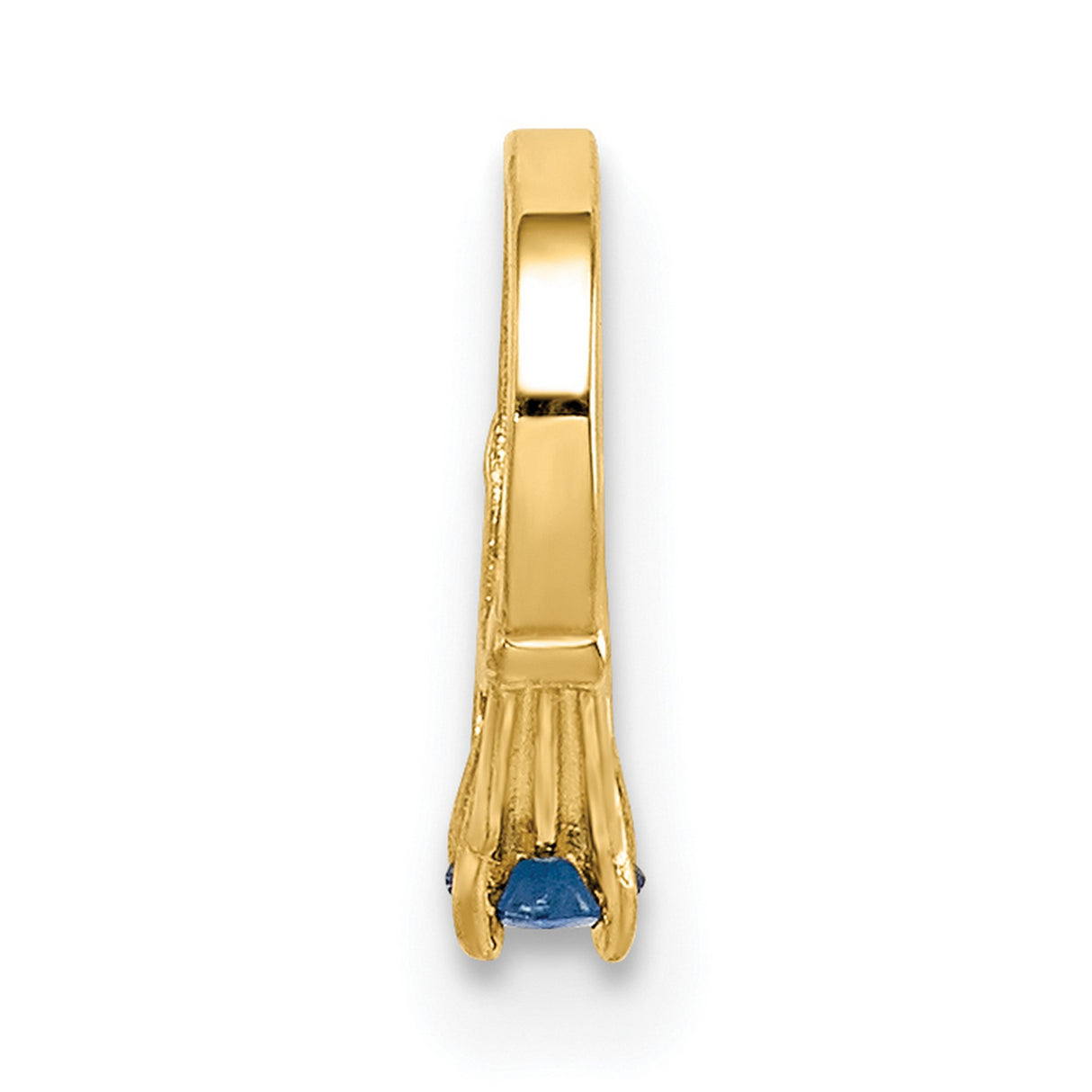 3-D Ring with Dark Blue Glass Stone Charm Pendant in Real 14k Yellow Gold