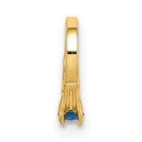 3-D Ring with Dark Blue Glass Stone Charm Pendant in Real 14k Yellow Gold