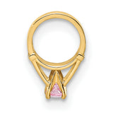 14k Yellow Gold Huggie Hoop Earrings with Pink Cubic Zirconia, Claw Setting, Fluted Detail