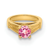 14k Yellow Gold Huggie Hoop Earrings with Pink Cubic Zirconia, Claw Setting, Fluted Detail