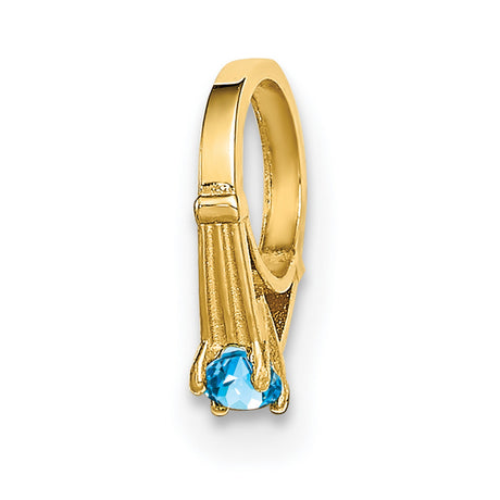 14k Yellow Gold Hoop Earrings with Cubic Zirconia, Clasped Hand Design, Spiritual Motif