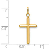 Polished Hollow Latin Cross Charm Pendant in Real 14k Yellow Gold