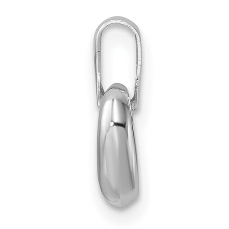 14k White Gold Heart Pendant with Cubic Zirconia, Polished Modern Style Charm for Women