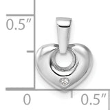 14k White Gold Heart Pendant with Cubic Zirconia, Polished Modern Style Charm for Women