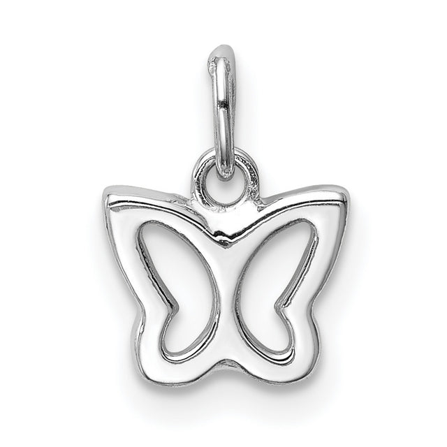 14k White Gold Butterfly Charm Pendant with Open Cutout Design for Women