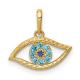 14k Yellow Gold Evil Eye Pendant with Cubic Zirconia, Protective Talisman Charm for Women