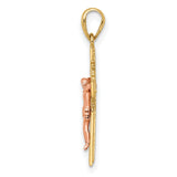 Crucifix Charm Pendant in Real 14k Multi-Tone Gold