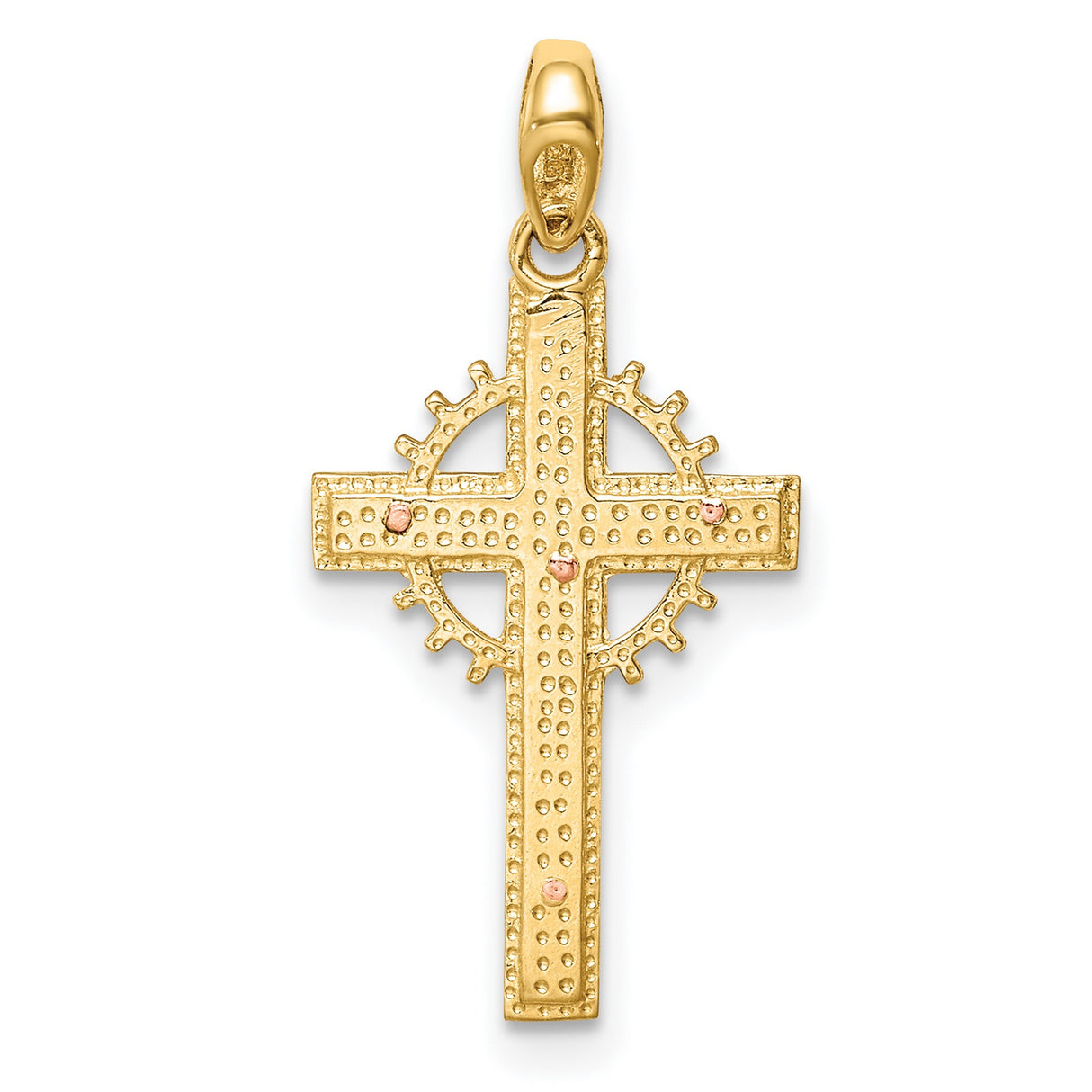 Crucifix Charm Pendant in Real 14k Multi-Tone Gold