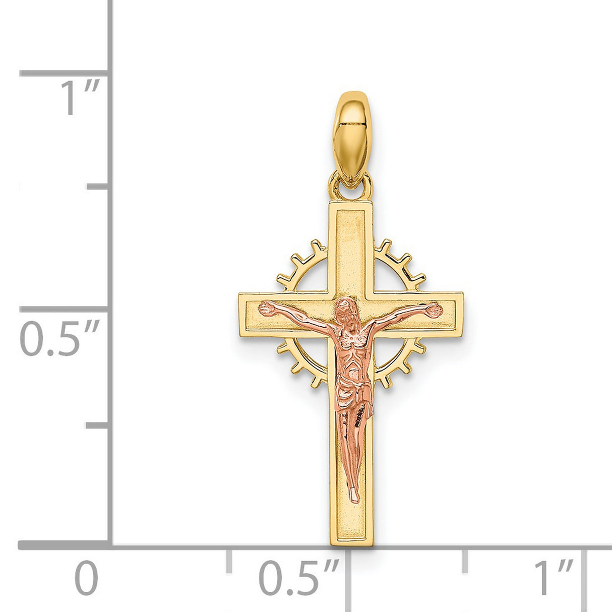 Crucifix Charm Pendant in Real 14k Multi-Tone Gold