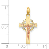 Crucifix Charm Pendant in Real 14k Multi-Tone Gold