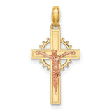 Crucifix Charm Pendant in Real 14k Multi-Tone Gold